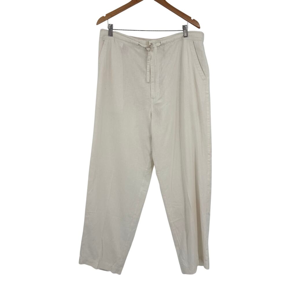 Chispa Linen Blend Wide Leg Mens Pants XL Coastal Boho Lagenlook Resort Cream